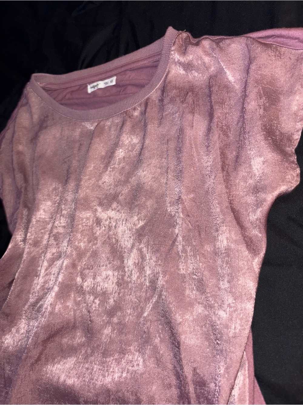 Shimmery Dusty Rose Short Sleeve Velvet Tee